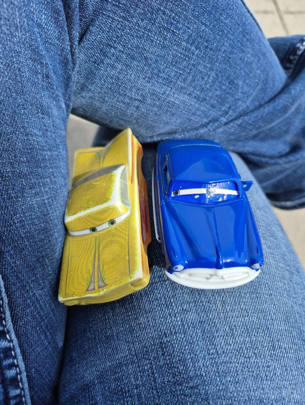 Die-Cast Toy Car Duo — Yellow & Blue